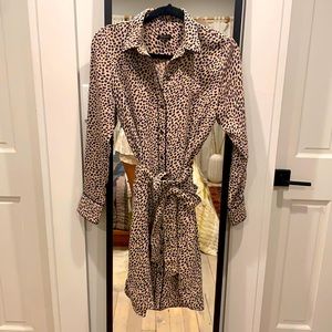Ann Taylor animal print collared button down dress